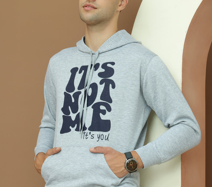 Mack Jonney Regular Fit Grey Printed Hoodie For Men