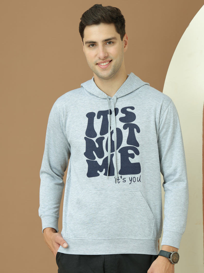 Mack Jonney Regular Fit Grey Printed Hoodie For Men