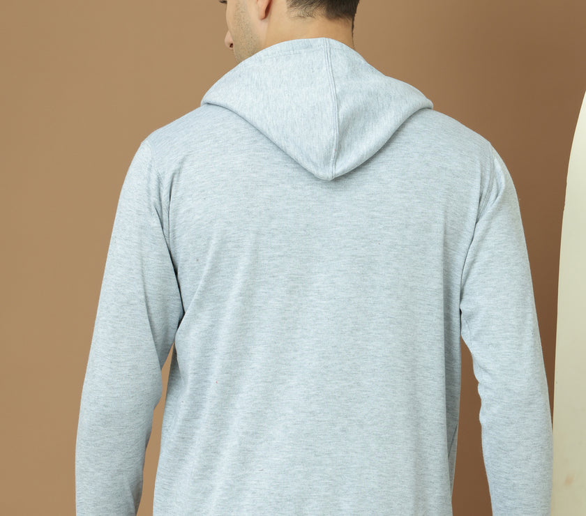 Mack Jonney Regular Fit Grey Printed Hoodie For Men
