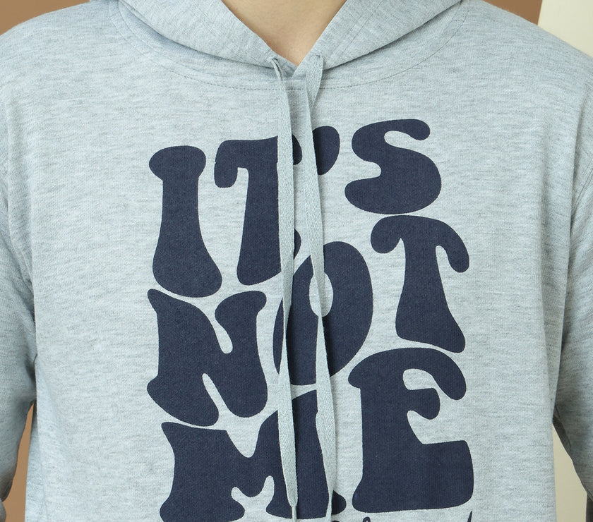 Mack Jonney Regular Fit Grey Printed Hoodie For Men