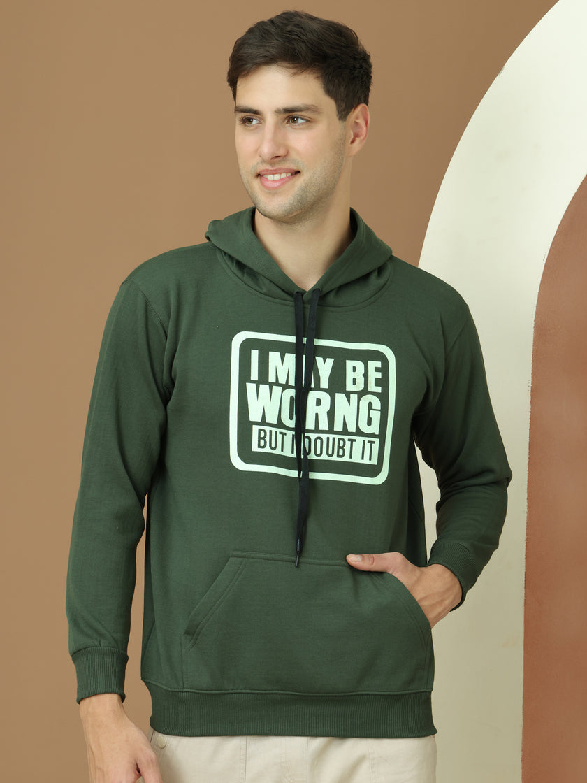 Mack Jonney Regular Fit Green Printed Hoodie For Men