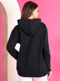 Mack Jonney Regular Fit Black Printed Hoodie For Women