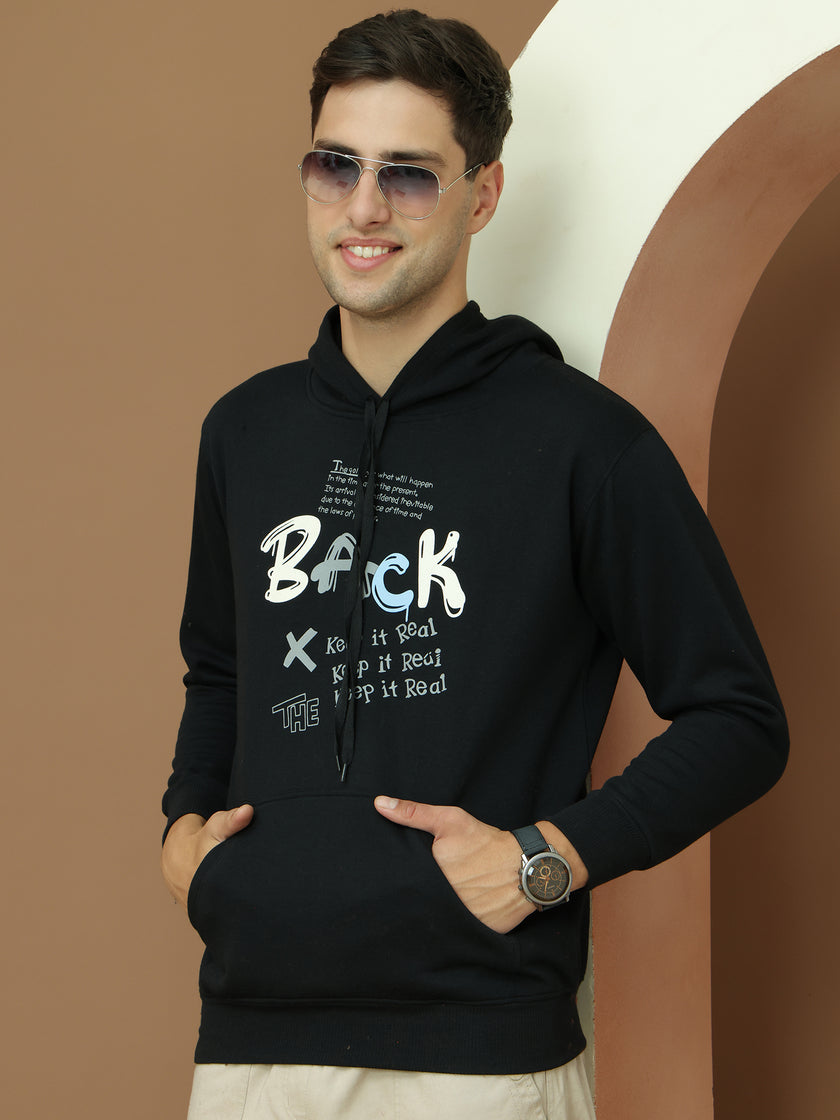 Mack Jonney Regular Fit Black Printed Hoodie For Men