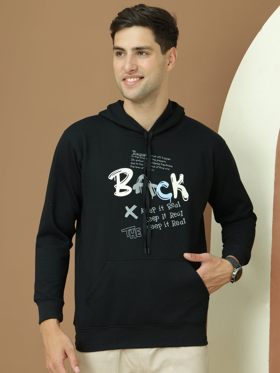 Mack Jonney Regular Fit Black Printed Hoodie For Men