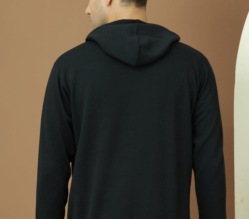 Mack Jonney Regular Fit Black Printed Hoodie For Men