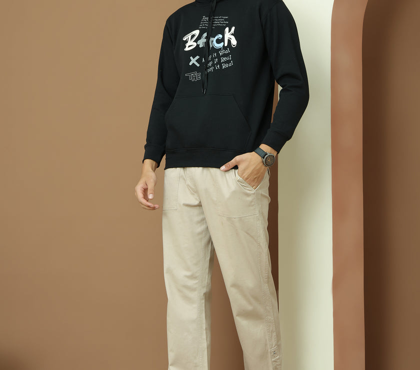 Mack Jonney Regular Fit Black Printed Hoodie For Men