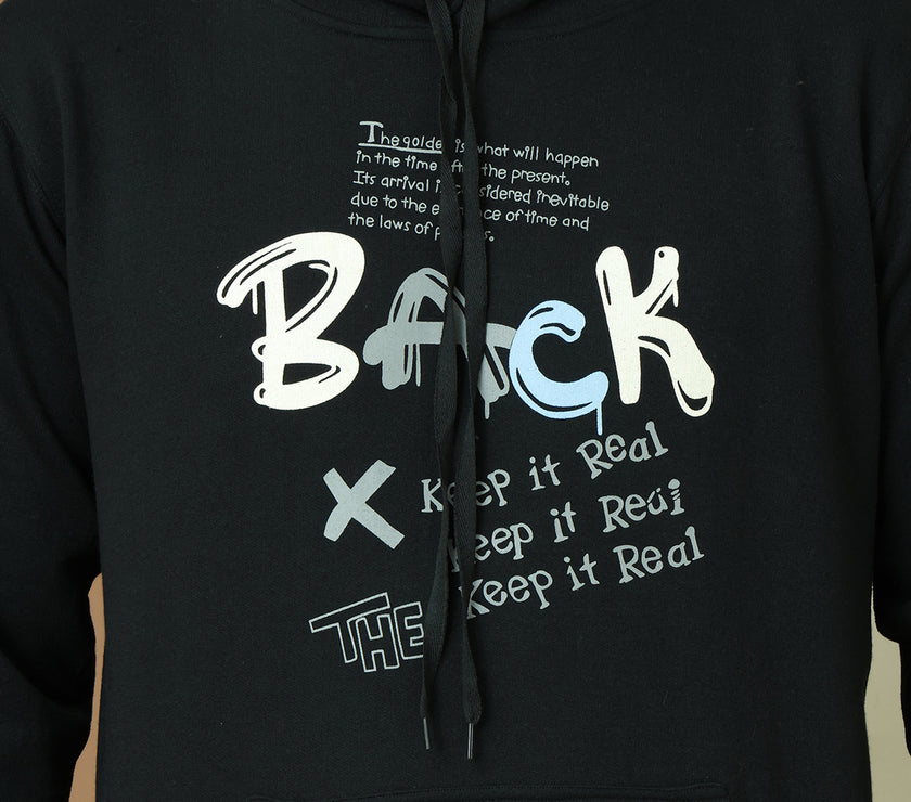 Mack Jonney Regular Fit Black Printed Hoodie For Men