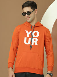 Mack Jonney Regular Fit Orange Printed Hoodie For Men