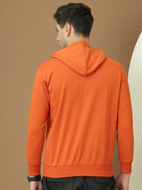 Mack Jonney Regular Fit Orange Printed Hoodie For Men