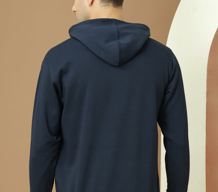 Mack Jonney Regular Fit Blue Printed Hoodie For Men