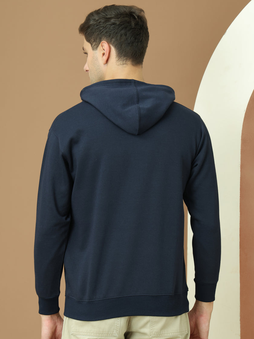 Mack Jonney Regular Fit Blue Printed Hoodie For Men