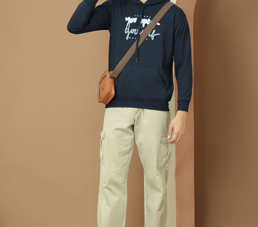 Mack Jonney Regular Fit Blue Printed Hoodie For Men
