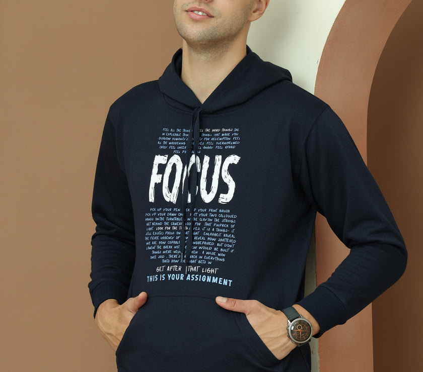 Mack Jonney Regular Fit Blue Printed Hoodie For Men