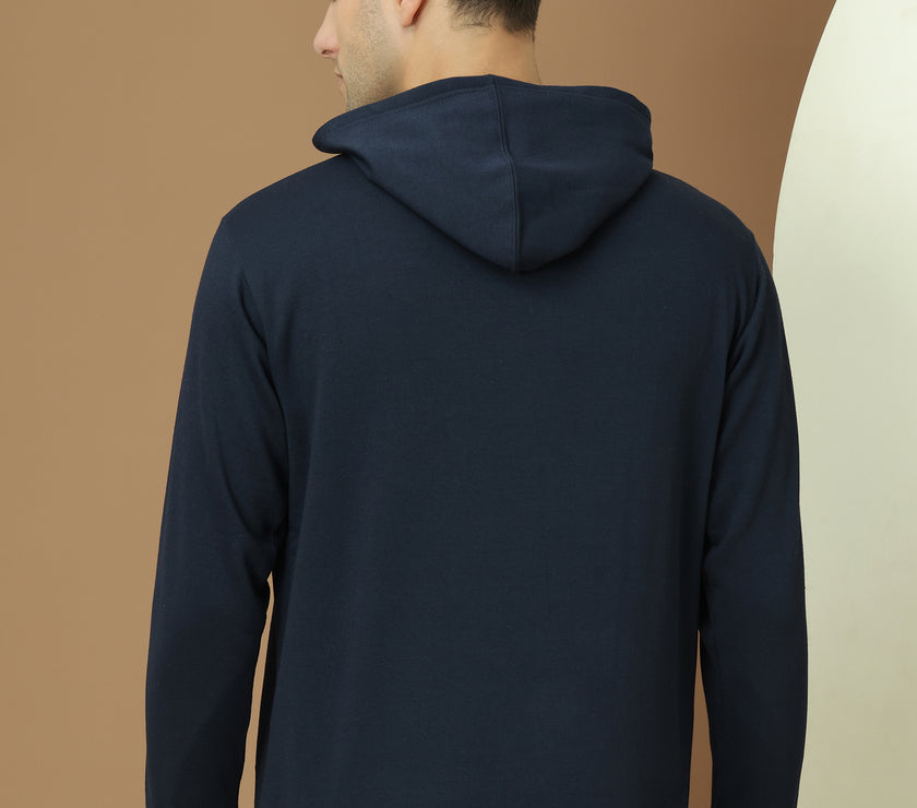 Mack Jonney Regular Fit Blue Printed Hoodie For Men