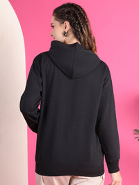 Mack Jonney Regular Fit Black Solid Hoodie For Women