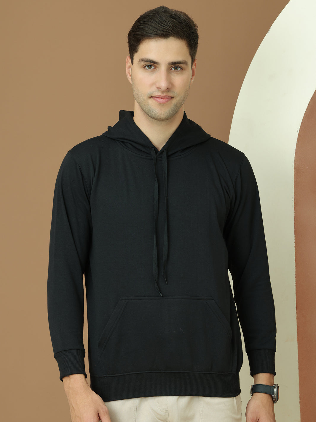 Mack Jonney Regular Fit Black Solid Hoodie For Men