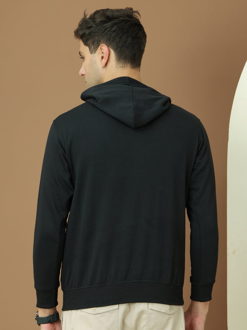 Mack Jonney Regular Fit Black Solid Hoodie For Men