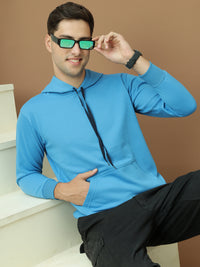Mack Jonney Regular Fit Blue Solid Hoodie For Men