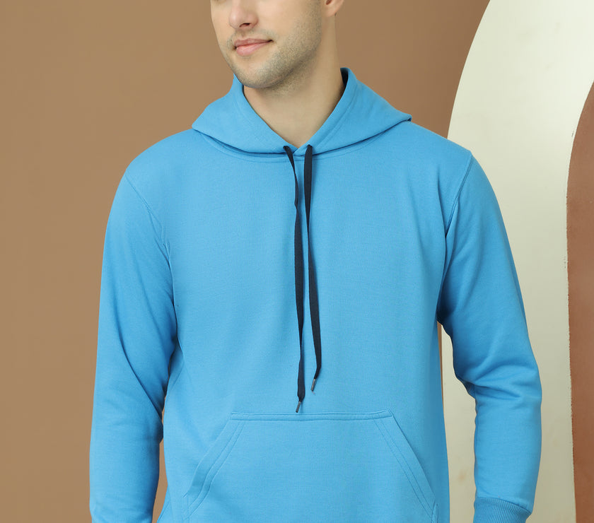 Mack Jonney Regular Fit Blue Solid Hoodie For Men