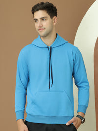 Mack Jonney Regular Fit Blue Solid Hoodie For Men