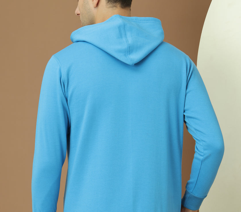 Mack Jonney Regular Fit Blue Solid Hoodie For Men