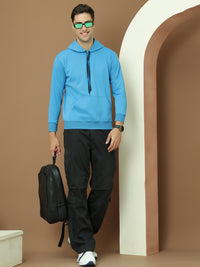 Mack Jonney Regular Fit Blue Solid Hoodie For Men