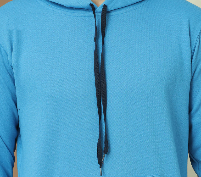 Mack Jonney Regular Fit Blue Solid Hoodie For Men