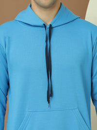 Mack Jonney Regular Fit Blue Solid Hoodie For Men