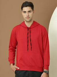 Mack Jonney Regular Fit Maroon Solid Hoodie For Men