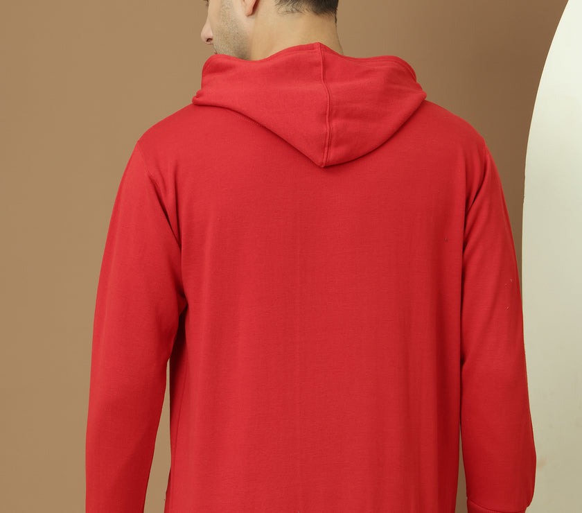 Mack Jonney Regular Fit Maroon Solid Hoodie For Men