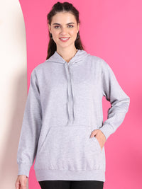 Mack Jonney Regular Fit Grey Solid Hoodie For Women