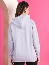 Mack Jonney Regular Fit Grey Solid Hoodie For Women