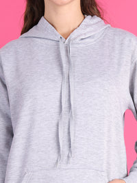 Mack Jonney Regular Fit Grey Solid Hoodie For Women