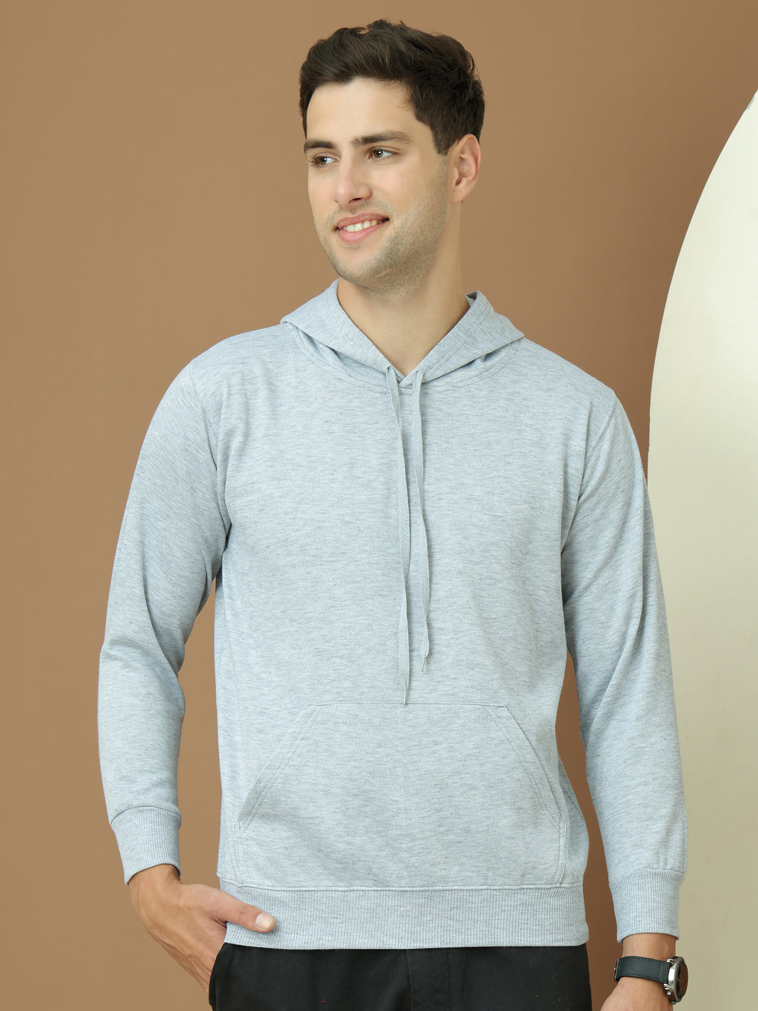 Mack Jonney Regular Fit Grey Solid Hoodie For Men