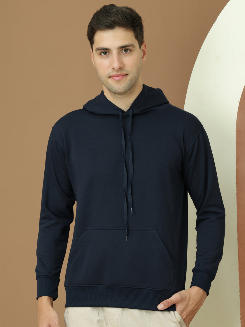 Mack Jonney Regular Fit Blue Solid Hoodie For Men