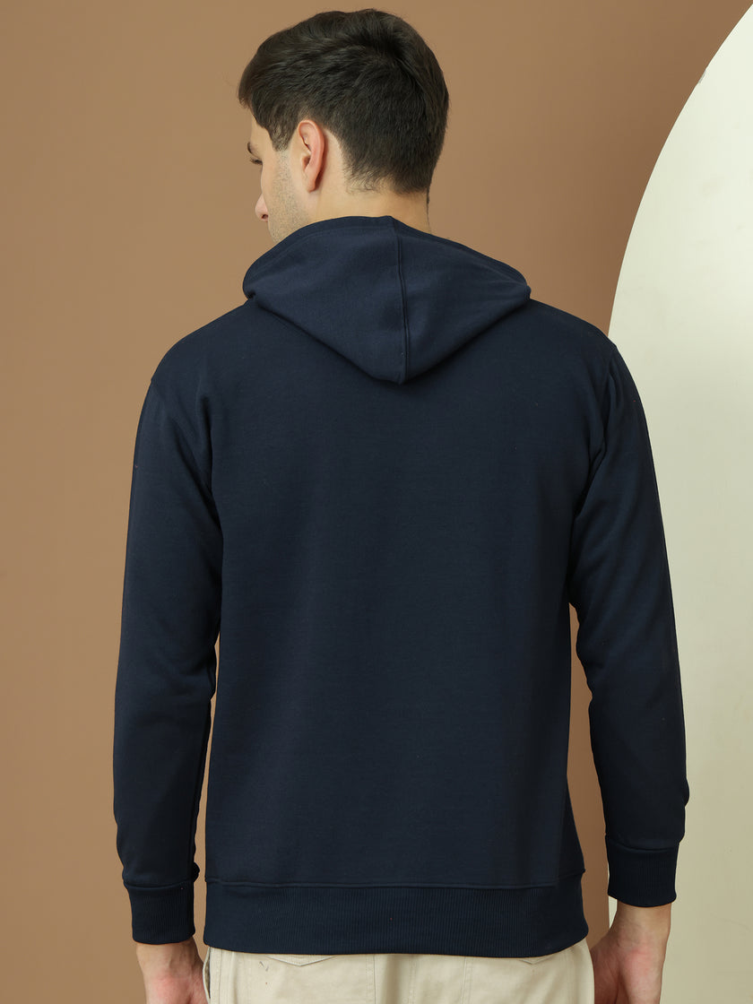 Mack Jonney Regular Fit Blue Solid Hoodie For Men