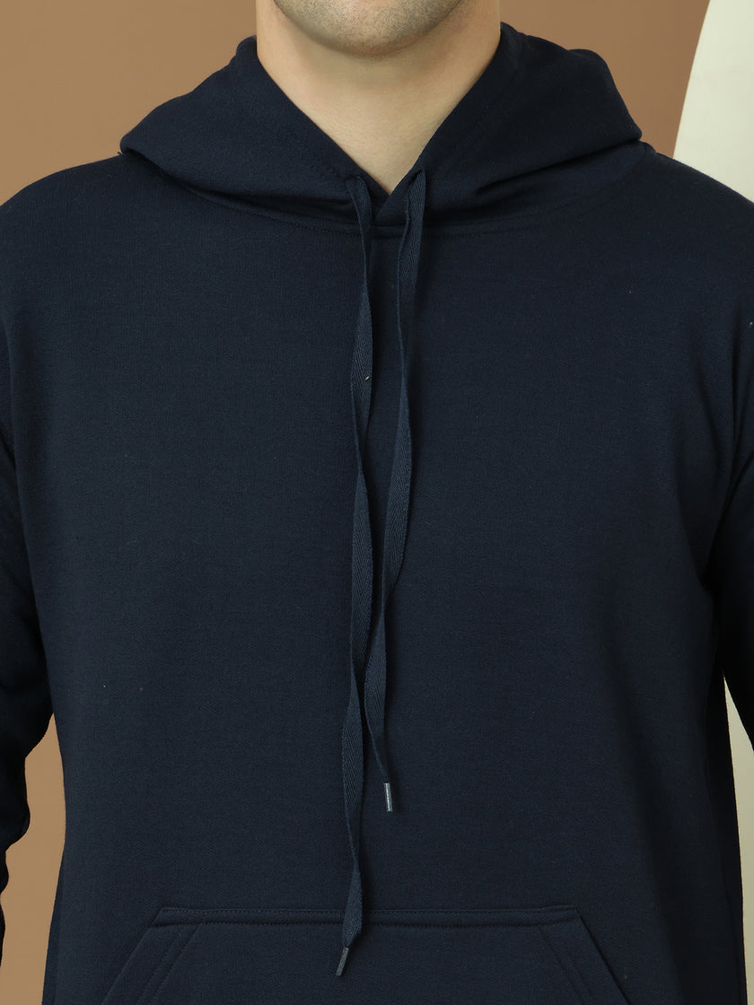 Mack Jonney Regular Fit Blue Solid Hoodie For Men