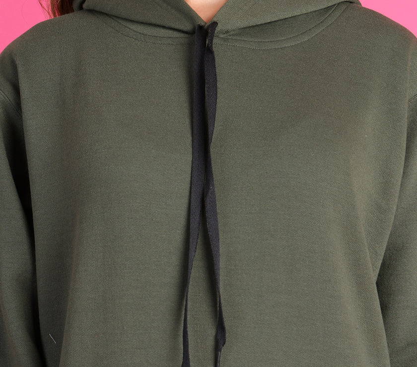 Mack Jonney Regular Fit Green Solid Hoodie For Women
