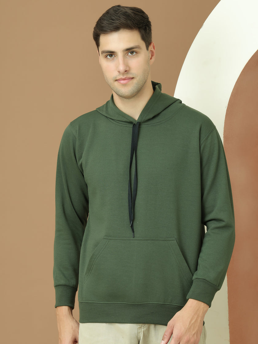 Mack Jonney Regular Fit Green Solid Hoodie For Men