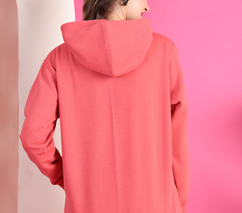 Mack Jonney Regular Fit Pink Solid Hoodie For Women