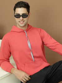 Mack Jonney Regular Fit Pink Solid Hoodie For Men