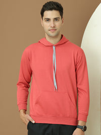 Mack Jonney Regular Fit Pink Solid Hoodie For Men