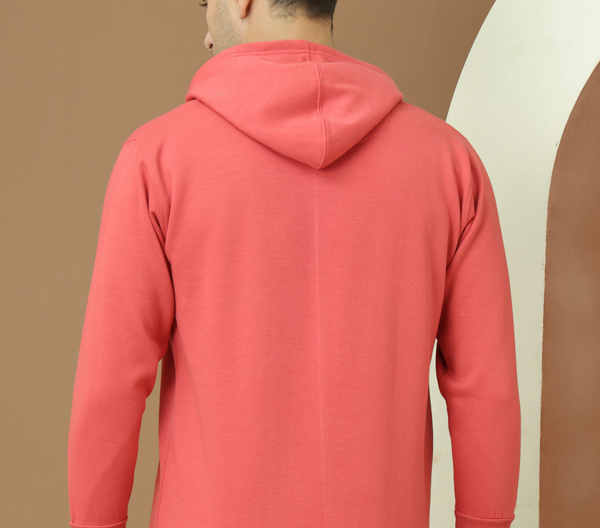 Mack Jonney Regular Fit Pink Solid Hoodie For Men