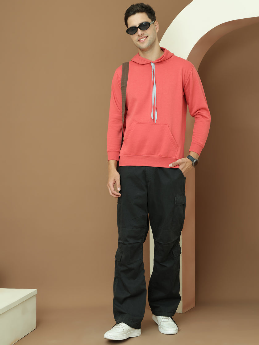 Mack Jonney Regular Fit Pink Solid Hoodie For Men