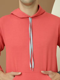 Mack Jonney Regular Fit Pink Solid Hoodie For Men