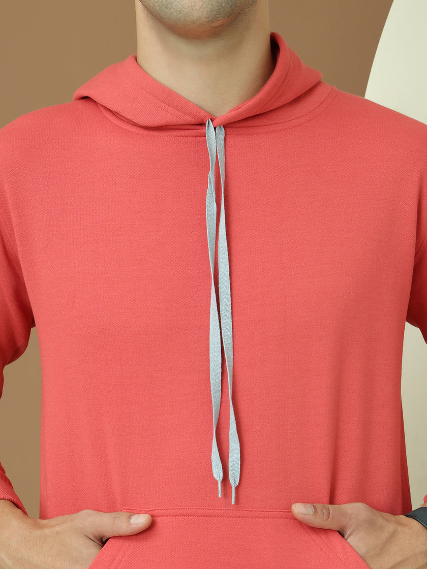 Mack Jonney Regular Fit Pink Solid Hoodie For Men