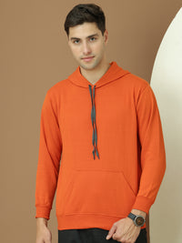 Mack Jonney Regular Fit Orange Solid Hoodie For Men