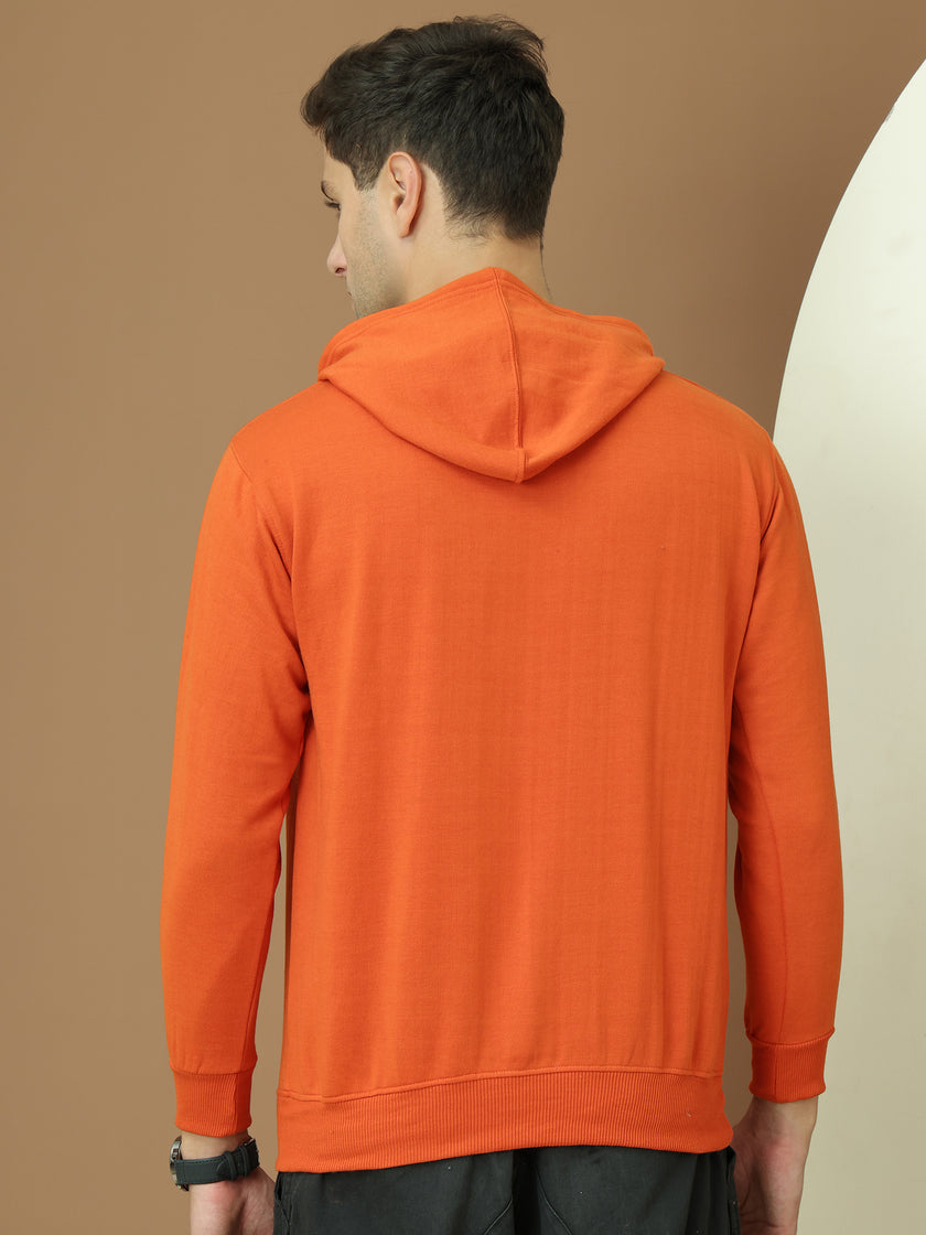 Mack Jonney Regular Fit Orange Solid Hoodie For Men