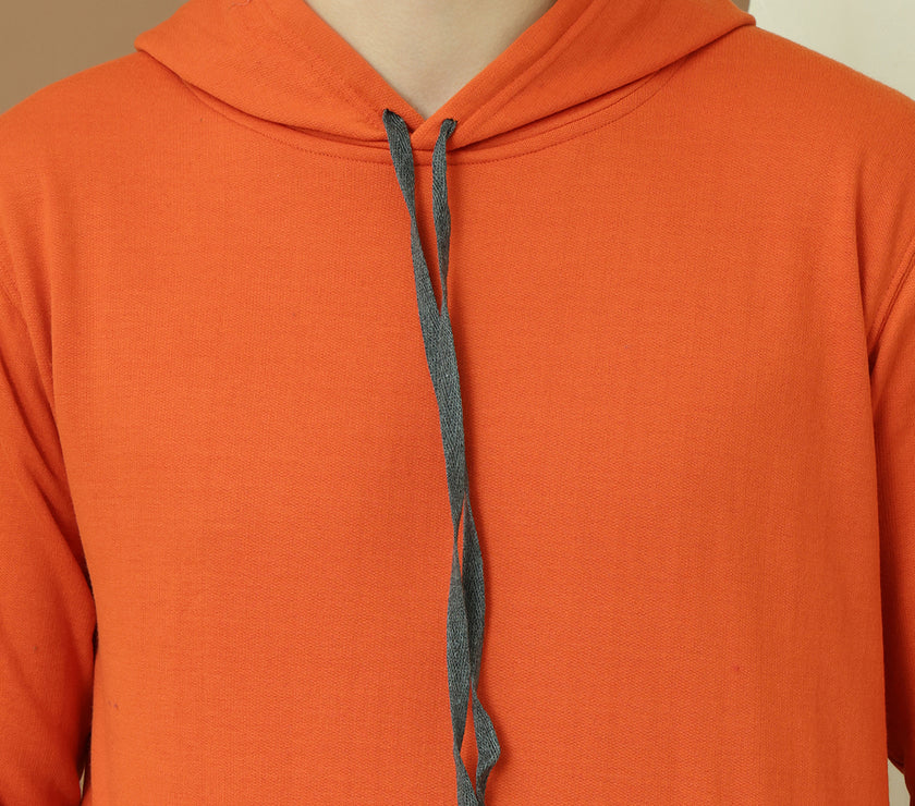 Mack Jonney Regular Fit Orange Solid Hoodie For Men