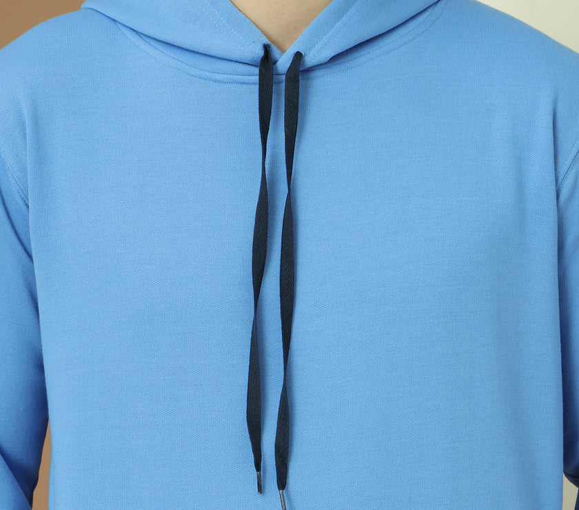 Mack Jonney Regular Fit Blue Solid Hoodie For Men